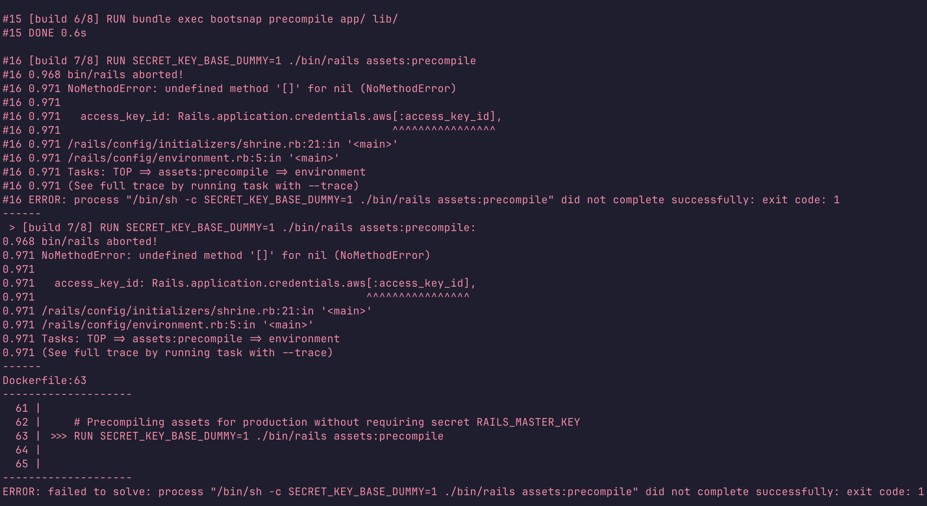 kamal deploy error with AWS credentials